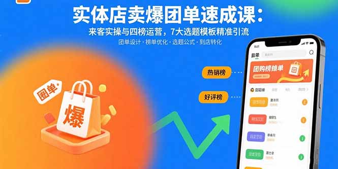 实体店卖爆团单速成课：来客实操与四榜运营，7大选题模板精准引流-极客网创