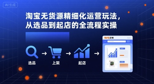 淘宝无货源精细化运营玩法，从选品到起店的全流程实操-极客网创
