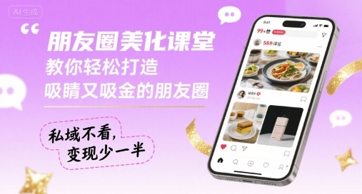 朋友圈美化课堂,教你轻松打造,吸睛又吸金的朋友圈,私域不看,变现少一半-极客网创