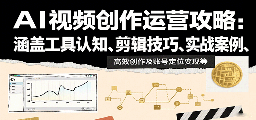 AI视频创作运营攻略：涵盖工具认知、剪辑技巧、实战案例、高效创作及账号定位变现等-极客网创