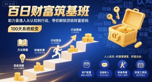 百日财富筑基班，助力普通人从认知到行动，带你解锁顶级财富密码-极客网创