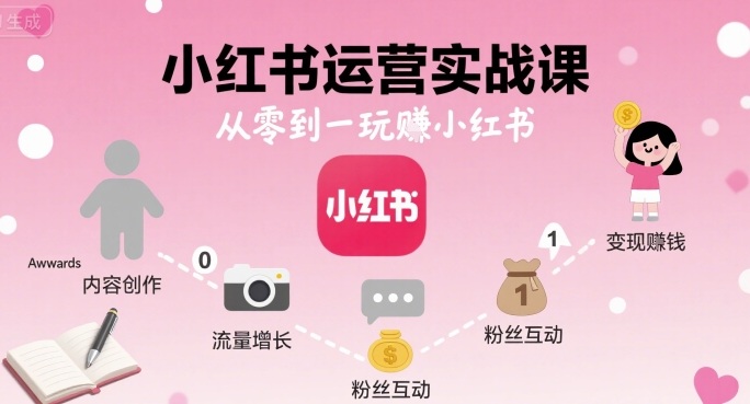 小红书运营实战课，从零到一玩賺小红书-极客网创