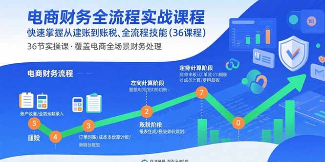 电商财务全流程实战课程：快速掌握从建账到报税的全流程技能(36节课-极客网创