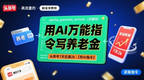 用AI万能指令写养老金，头条号7天狂撸2k【附AI指令】-极客网创