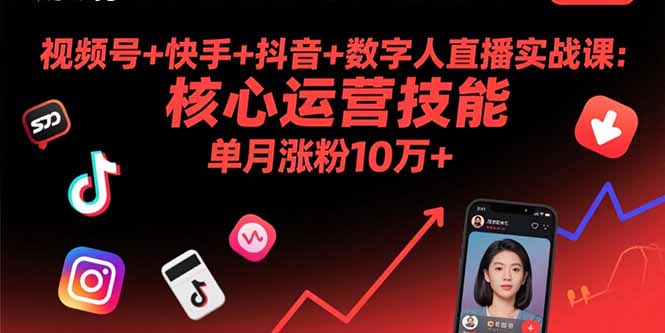 视频号+快手+抖音+数字人直播实战课(9月-极客网创