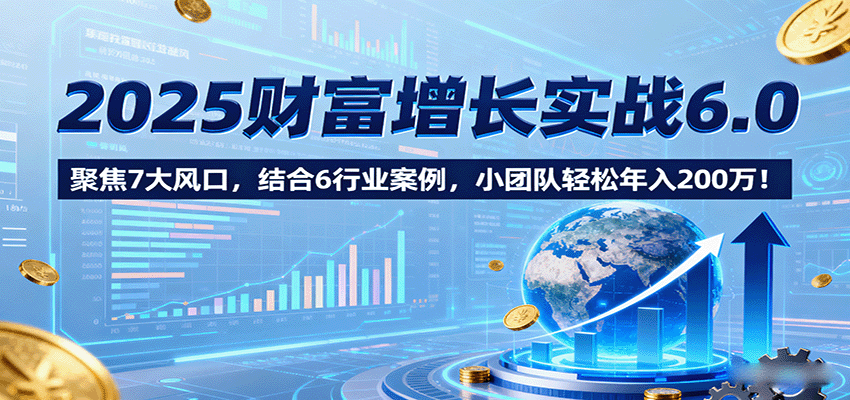2025财富增长实战6.0,聚焦7大风口,结合6行业案例,小团队轻松年入200万!-极客网创