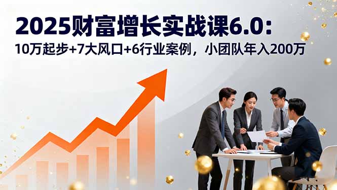 2025财富增长实战课6.0:10万起步+7大风口+6行业案例,小团队年入200万-极客网创