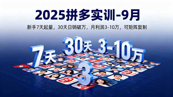 2025拼多多实训-9月:新手7天起量,30天日销破万,月利润3-10万,可矩阵复制-极客网创