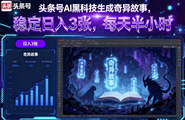 头条号AI黑科技生成奇异故事,稳定日入3张,每天半小时-极客网创
