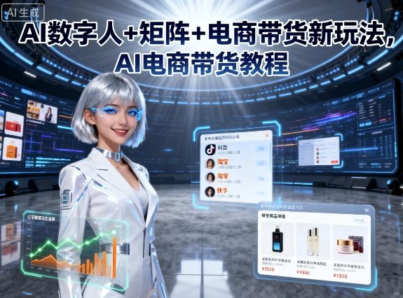 AI数字人+矩阵+电商带货新玩法，AI电商带货教程-极客网创