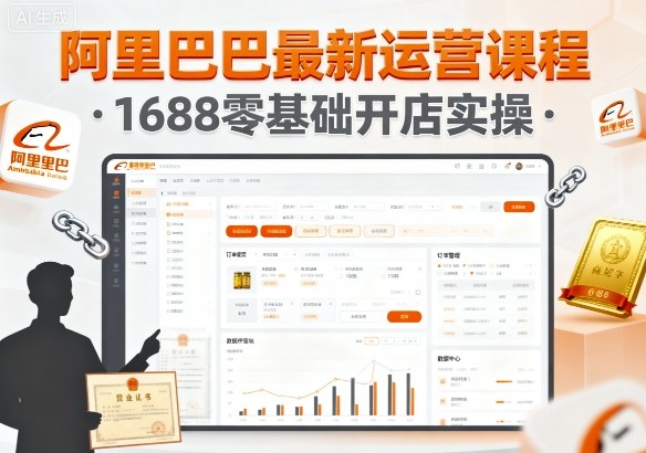 阿里巴巴最新运营课程，1688零基础开店实操-极客网创