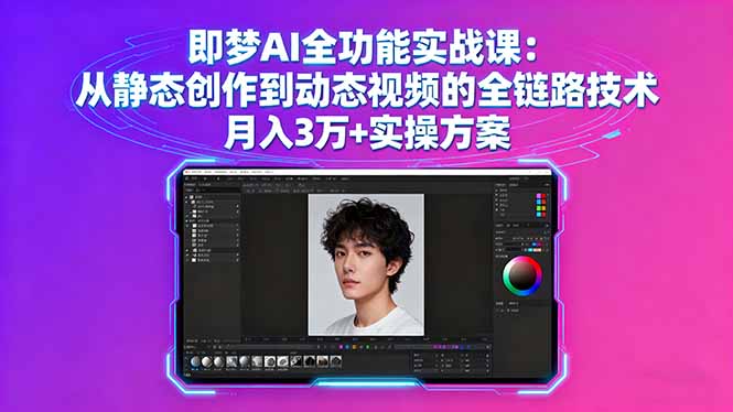 即梦AI全功能实战课：从静态创作到动态视频的全链路技术 月入3万+实操方案-极客网创