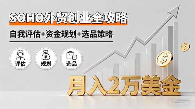 SOHO外贸创业全攻略，自我评估+资金规划+选品策略，月入2万美金-极客网创