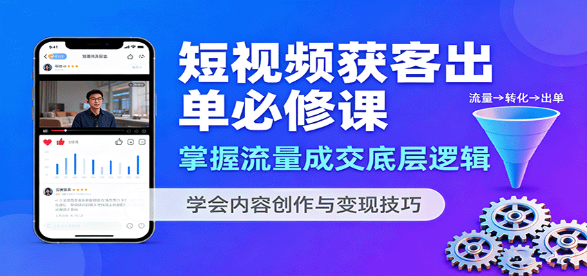 短视频获客出单必修课：掌握流量成交底层逻辑，学会内容创作与变现技巧-极客网创