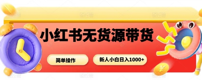 小红书无货源带货项目，简单无脑，新人小白日入多张-极客网创