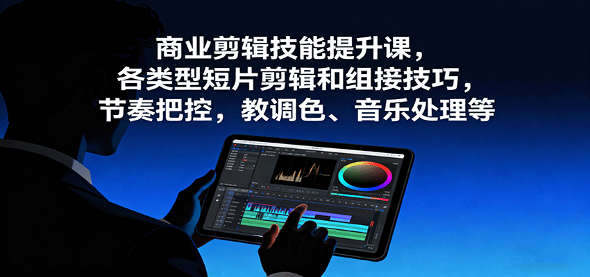 商业剪辑技能提升课，各类型短片剪辑和组接技巧，节奏把控，教调色、音乐处理等-极客网创