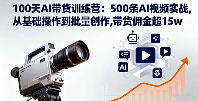 100天AI带货训练营：500条AI视频实战,从基础操作到批量创作,带货佣金超15w-极客网创