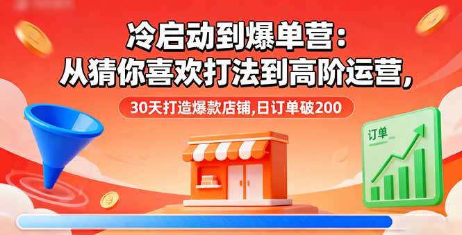 （16177期）冷启动到爆单营：从猜你喜欢打法到高阶运营,30天打造爆款店铺,日订单破200-极客网创