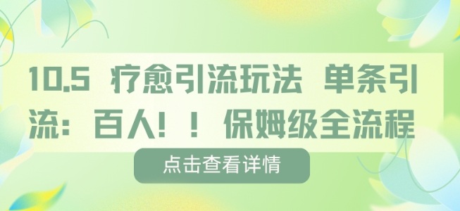 疗愈引流玩法，单条引流百人，保姆级全流程-极客网创