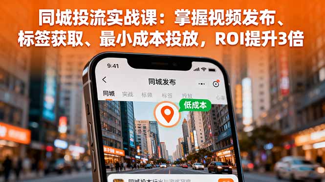 同城投流实战课：掌握视频发布、标签获取、最小成本投放，ROI提升3倍-极客网创