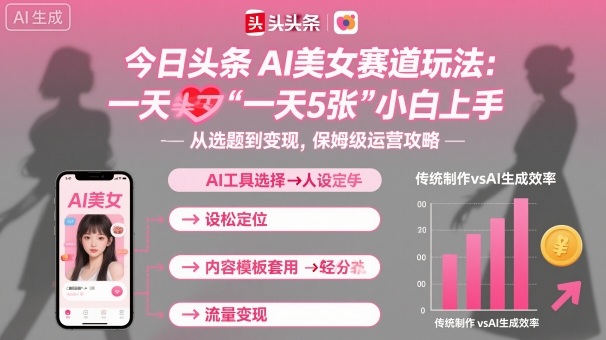 今日头条AI美女赛道玩法，一天轻松5张，小白轻松上手-极客网创