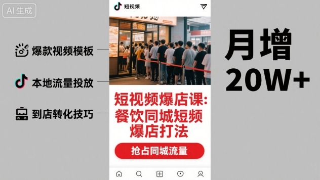 短视频爆店课，餐饮同城短视频爆店打法-极客网创