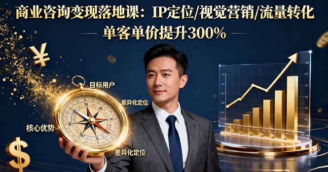 商业咨询变现落地课：IP定位/视觉营销/流量转化，单客单价提升300%-极客网创