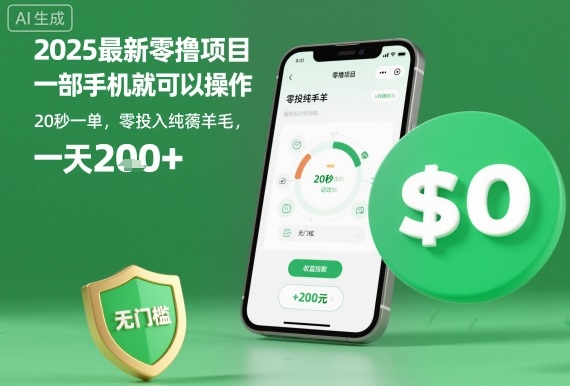 2025最新零撸项目，一部手机就可以操作，20秒一单，零投入纯薅羊毛，无门槛，一天200+【揭秘】-极客网创