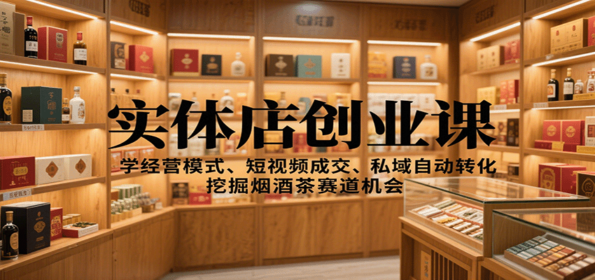 实体店创业课：学经营模式、短视频成交、私域自动转化，挖掘烟酒茶赛道机会-极客网创