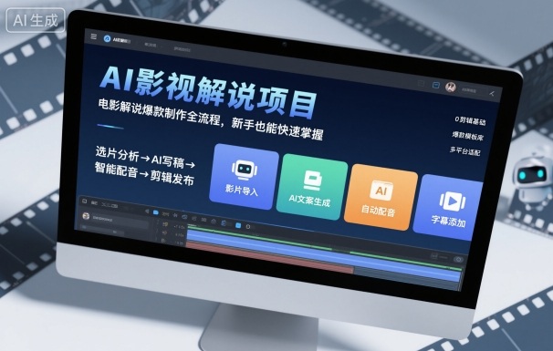AI影视解说项目，电影解说爆款制作全流程，新手也能快速掌握-极客网创