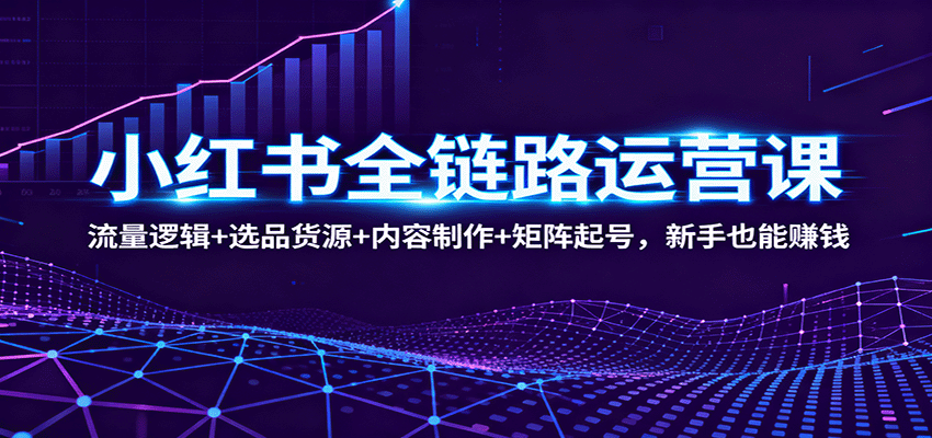 小红书全链路运营课:流量逻辑+选品货源+内容制作+矩阵起号,新手也能赚钱-极客网创