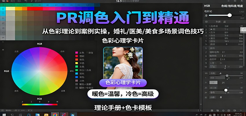 PR调色入门到精通：从色彩理论到案例实操，婚礼/医美/美食多场景调色技巧-极客网创