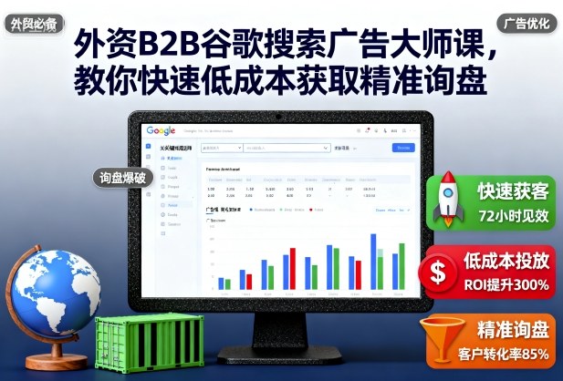 外资B2B谷歌搜索广告大师课，教你快速低成本获取精准询盘-极客网创