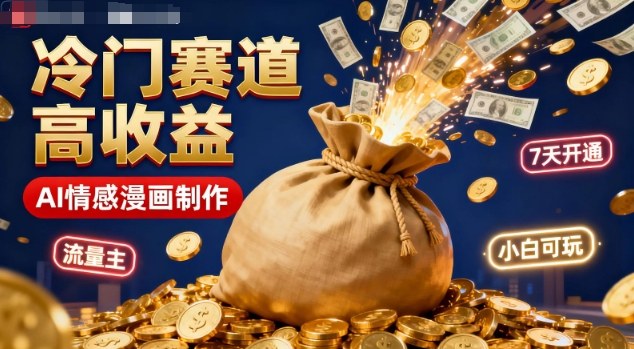 公众号冷门赛道，用AI做情感漫画，7天开通流量主，操作简单，小白可玩-极客网创