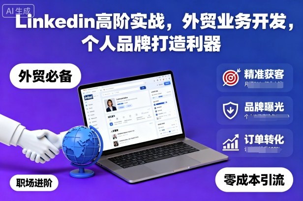 Linkedin高阶实战，外贸业务开发，个人品牌打造利器-极客网创