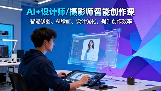 AI+设计师/摄影师智能创作课：智能修图、AI绘画、设计优化，提升创作效率-极客网创