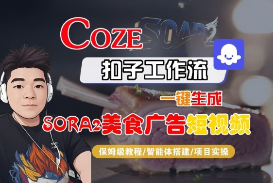 Coze扣子智能体工作流一键生成“SORA2美食广告“短视频,全流程保姆级教学-极客网创