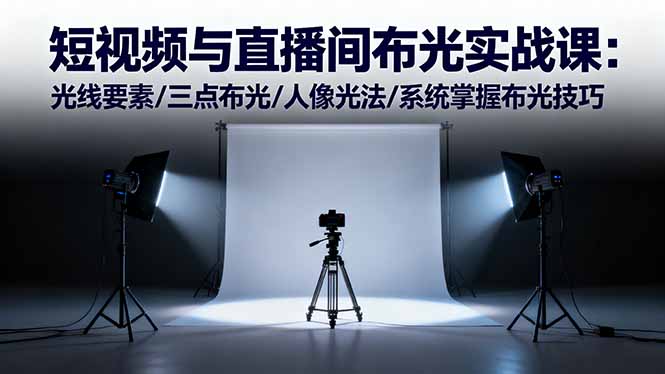 短视频与直播间布光实战课：光线要素/三点布光/人像光法/系统掌握布光技巧-极客网创