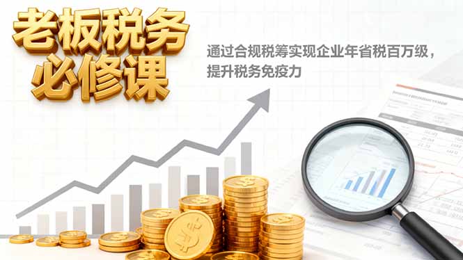 老板税务必修课,通过合规税筹实现企业年省税百万级,提升税务免疫力-极客网创