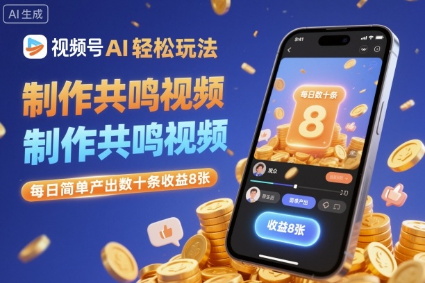 视频号AI轻松玩法，制作共鸣视频，每日简单产出数十条收益8张-极客网创
