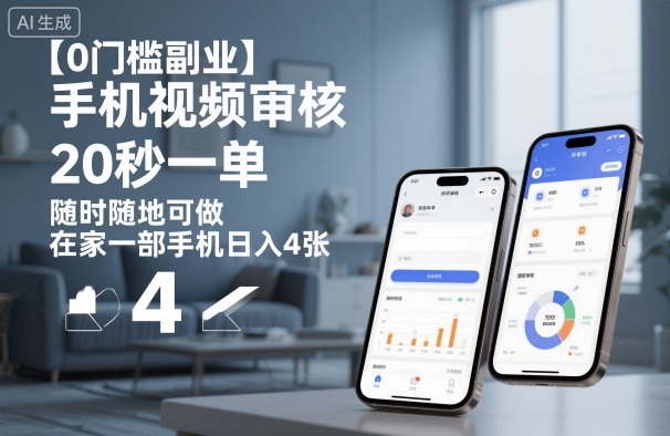 【0门槛副业】手机视频审核，20秒一单，随时随地可做，在家一部手机日入4张【揭秘】-极客网创