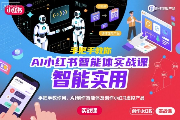 AI小红书智能体实战课，手把手教你用AI制作智能体及创作小红书虚拟产品，提效+内容商业化-极客网创