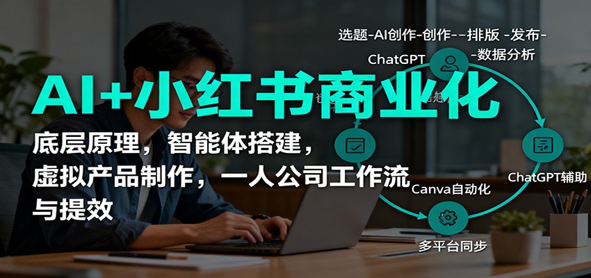 AI+小红书商业化，底层原理，智能体搭建，虚拟产品制作，一人公司工作流与提效-极客网创
