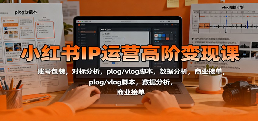 小红书IP运营高阶变现课：账号包装，对标分析，plog/vlog脚本，数据分析，商业接单-极客网创