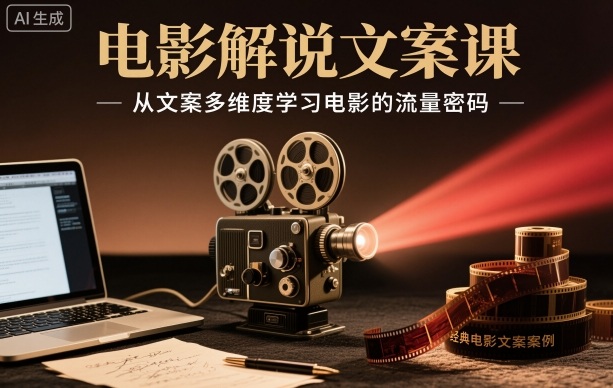 电影解说文案课，从文案多维度学习电影的流量密码-极客网创