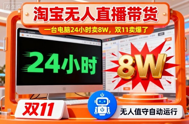 淘宝无人直播带货，一台电脑214小时卖8W，双11卖爆了【揭秘】-极客网创