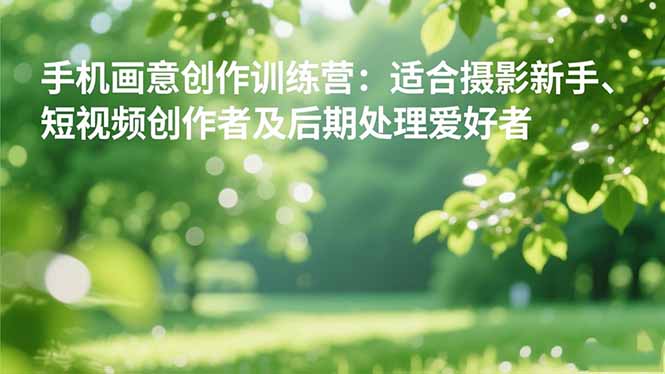 手机摄影之画意创作训练营：适合摄影新手、短视频创作者及后期处理爱好者-极客网创