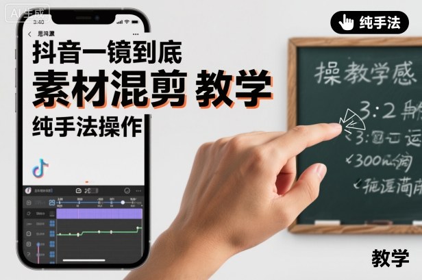 抖音一镜到底素材混剪教学，纯手法操作-极客网创