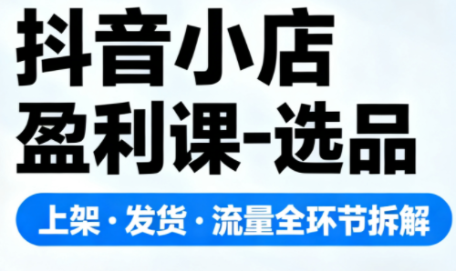 抖音小店盈利课-选品·上架·发货·流量全环节拆解-极客网创