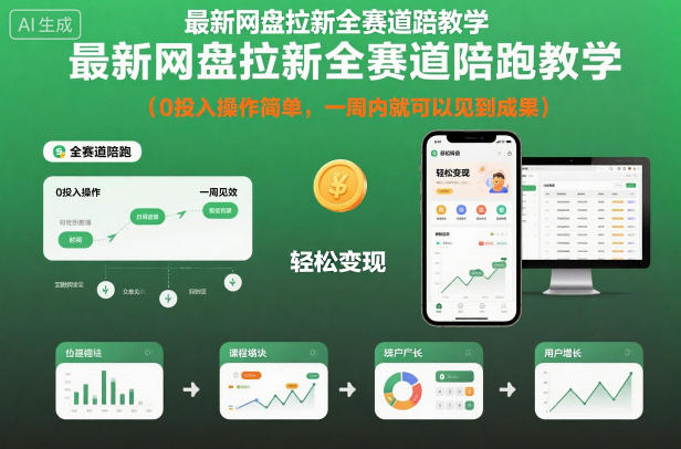 最新网盘拉新全赛道陪跑教学，0投入操作简单，一周内就可以见到成果-极客网创